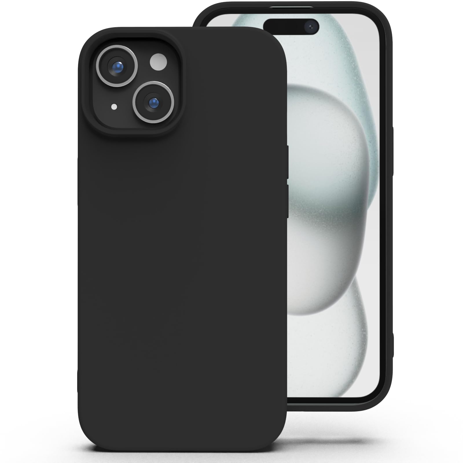 Zuvirelx Silikon Handyhülle für iPhone 15 Hülle, Weiches Griff, Dünne, Minimalistisch, Stoßfest, rutschfest, Taschenpassend - Schwarz