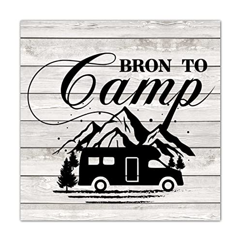 Panneau de maison en bois Born to Camp Rustique 40x40 cm