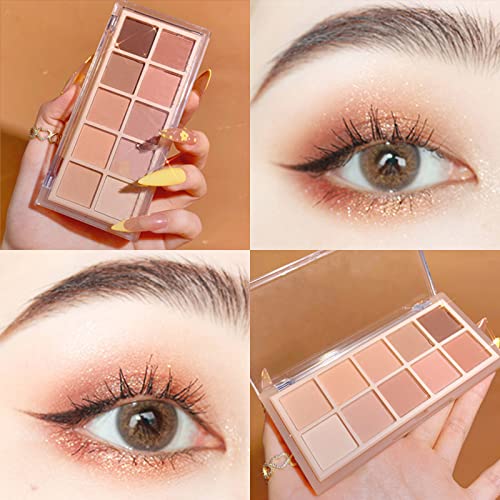 Erinde 10 Colors Eyeshadow Makeup Palette - Matte Naked Eye Shadow, Ultra-Blendable, Long Lasting, Professional Matte & Shimmer Nudes Neutral Eye Shadows Palette With Brush, Milk Tea #TOP4