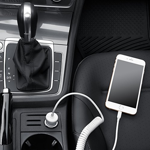 Amazon Basics 12W (5V, 2.4A) Fast Charging Car Charger with Coiled Lightning Cable for iPhone, iPad and Apple Devices, 1.5 ft - Black - Image 6