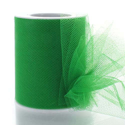 Image of 3 inch Premium Tulle Fabric Roll for Crafts, Wedding, Party Decorations, Gifts - Emerald 100 Yard Spool