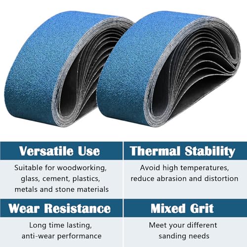 3x18 inch sanding belts 20 packs belt sander paper 406080120150240400 assorted grits abrasive belts for belt sander aluminum oxide sanding belts 3x18 inch