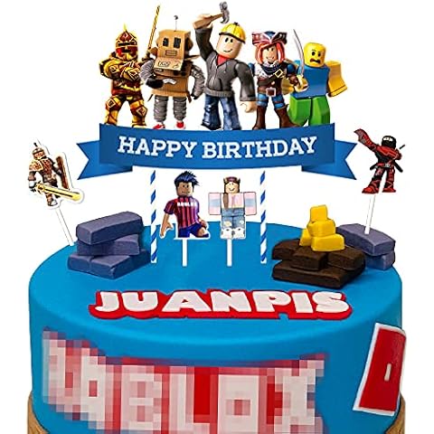WELL BUY 5pcs Cake Toppers Cake Decorations 2 Side for Sandbox Game Cupcake Toppers , Happy Birthday Party Supplies Cake Decorations for Sandbox fans, Kids Birthday Party Cover