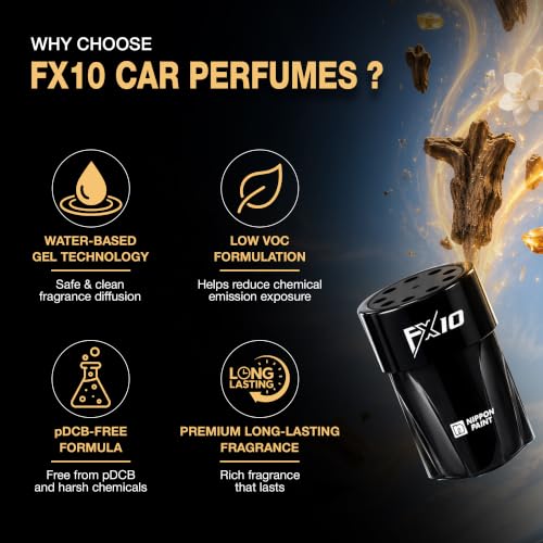 Image of FX10 Car Perfume Gel Air Freshener - 170g | Oud Elixir | Premium Long Lasting Car Fragrance | Water-Based Gel | Up to 60 Days | Low VOC | Biodegradable Gel | Dashboard & Cup Holder Freshener
