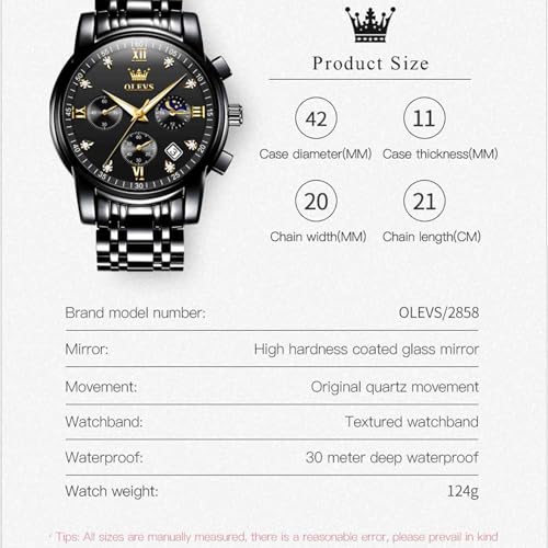 Image of OLEVS Men's Analog Watch Multi Color Business Stainless Steel Waterproof Luminous Quartz Watch Luxury Leisure Date Simulation Original Bowl Watch (In-2858- Multicolor White ?)