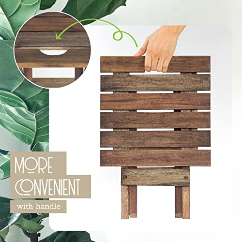 Small Patio Table, Acacia Wooden Small Table, Side Table, Coffee End Table, Small Square Folding Side Table, Plant Stand Mid Century Easy Assembly Modern Home Decor (Set Of 1- Walnut) #TOP4