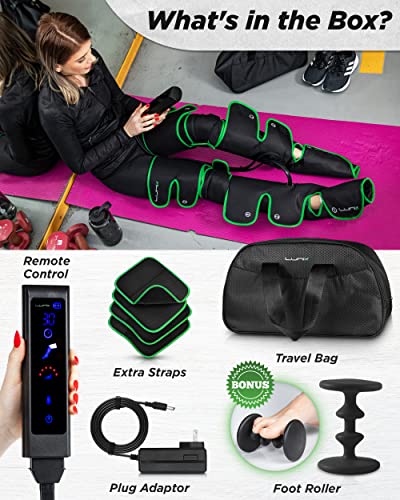 Lunix Lx10 Foot, Calf, Leg Air Compression Massager Machine, Cordless And Rechargeable Thigh And Knee Boots Device With Heat For Circulation And Recovery, Legs Pain Relief, Green #TOP7