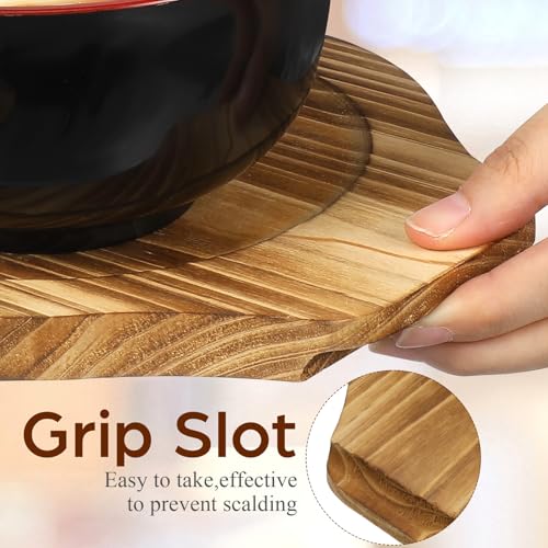 Soportes de madera maciza para cazuelas con diseño resistente y protector de mesa elegante 4