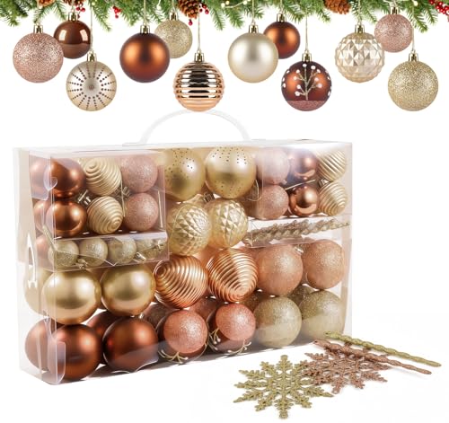 Agoer Weihnachtskugeln Kupfergold Set, 88 Stück Luxus Weihnachtsbaum...