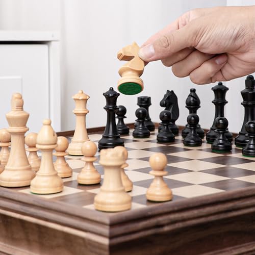 Juego de Ajedrez y Damas Clásico de Madera 15" miniatura 6
