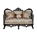 HomeRoots Upholstery, Wood Leg/Trim 38" X 68" X 48" Fabric Dark Walnut Upholstery Wood Leg/Trim Loveseat w/4 Pillows