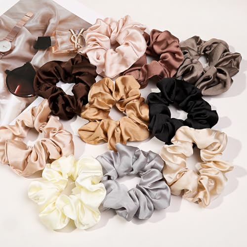 Image of Hair Ties Scrunchies for Women's, Big Scrunchies Both for Thick Hair or Thin Hair Curl Hair No Crease Ponytail Holder No Hurt Your Hair