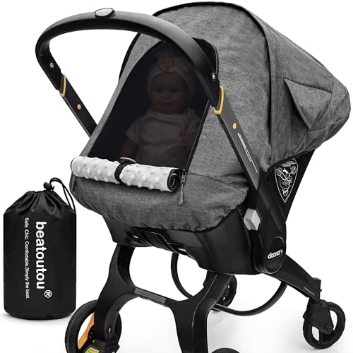 Image of Waterproof Baby Car Seat Cover Compatible with Doona Car Seat and Stroller,Patented Windproof Car Seat Canopy for Boys & Girls, Keeps Babies Warm and Coz(Gray)