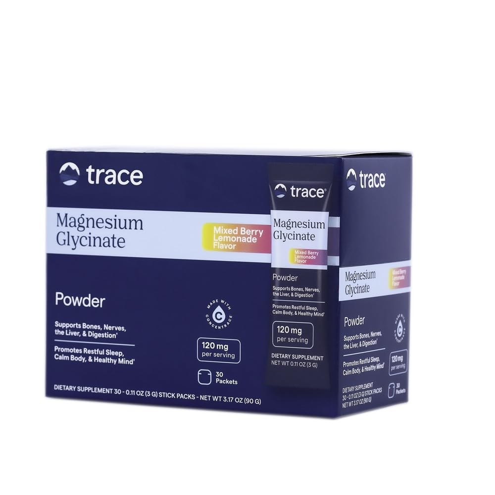 Trace Minerals Magnesium Glycinate, Mixed Berry Lemonade, 30 Stick Packs