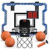   Mini-Basketball-Hoop-Indoor-with-Scoreboard-Door-Basketball-Hoop-with-3-Balls-Inflator-Basketball-Toy-Gifts-for-Kids-Boys-Girls-Teens-Adults-Suit-for-BedroomOfficeOutdoorPool-Blue