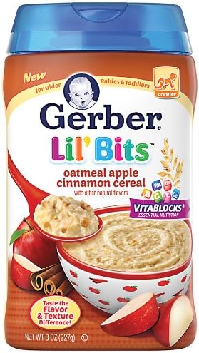 Gerber Lil' Bits Baby Cereal, Oatmeal Apple Cinnamon, 8 Ounce