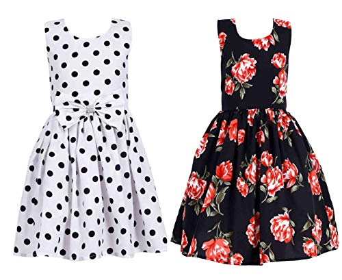 Image of Casual Frock for Baby Girls,Blue Printed and Olive Printed,Pack of 2