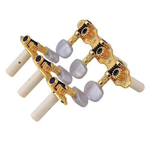 Yibuy Golden Classical Guitar Tuning Pegs Machine Heads Guitar Tuners W/ 8Pcs Screws #TOP2
