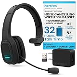 Naztech Trucker Bluetooth Headset with Microphone - Noise Cancelling, Adjustable Headband, & Memory Foam Ear Cups Trucker Headset Bluetooth Wireless, Truck Driver Head Sets with Microphone for Work