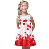 EnJoCho Girls Casual Dress,Kids Summer Sleeveless Printing Party Dress 4-9 Years Toddler Girls Summer Princess Dress (Red-03#wer, 8-9 Years)