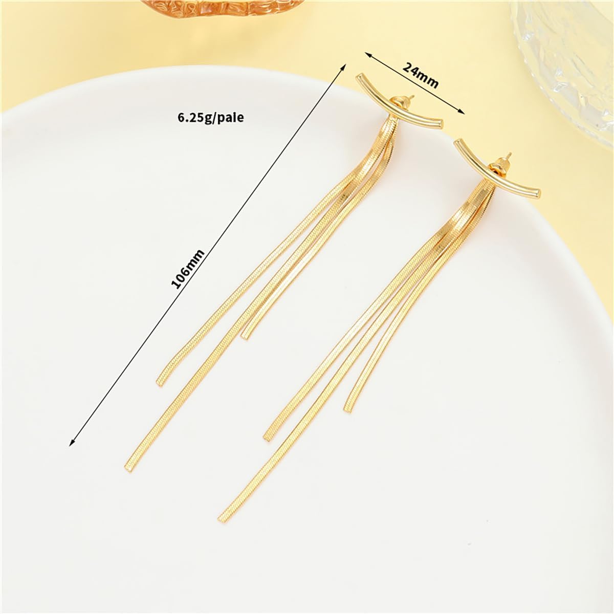 Gold Long Dangle Earrings for Women 14K Golden Plated Earrings Sleek Snaket Chain Earrings Minimalist Long Tassel Statement Earring Party Wedding Fashion Jewelry Accessary - Image 4
