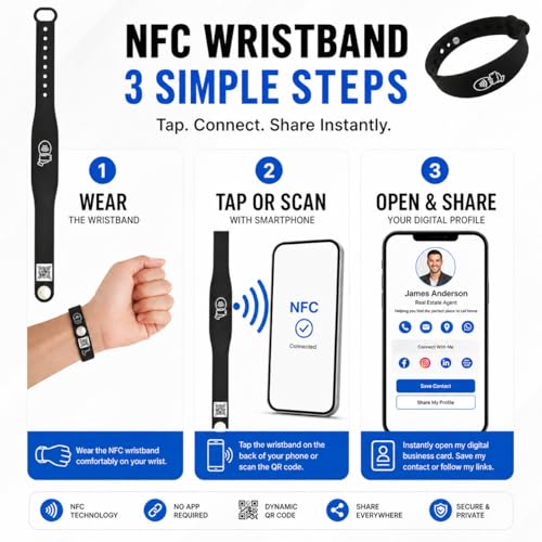 Bracelet NFC connecté QR code pour partage de contact iPhone Android - 6