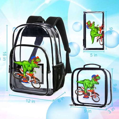 Image of KLFVB 3PCS Clear Backpack for Girls and Boys, Kids See Through Backpacks Stadium Approved, Transparent Bookbag for Elementary