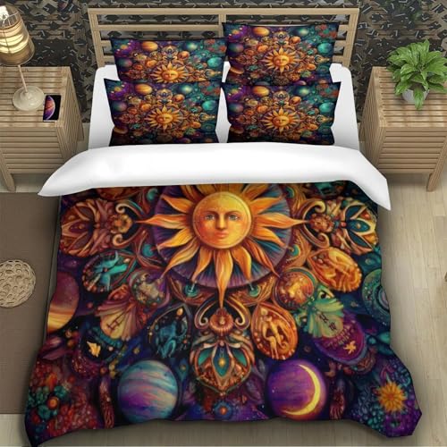 Housse de couette 3D planètes cosmiques en microfibre résistante de qualité king