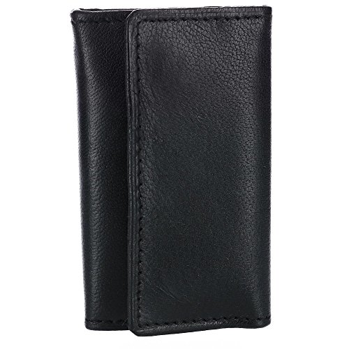 Ctm® Men's Leather Key Case With Exterior Pocket, Black #TOP20