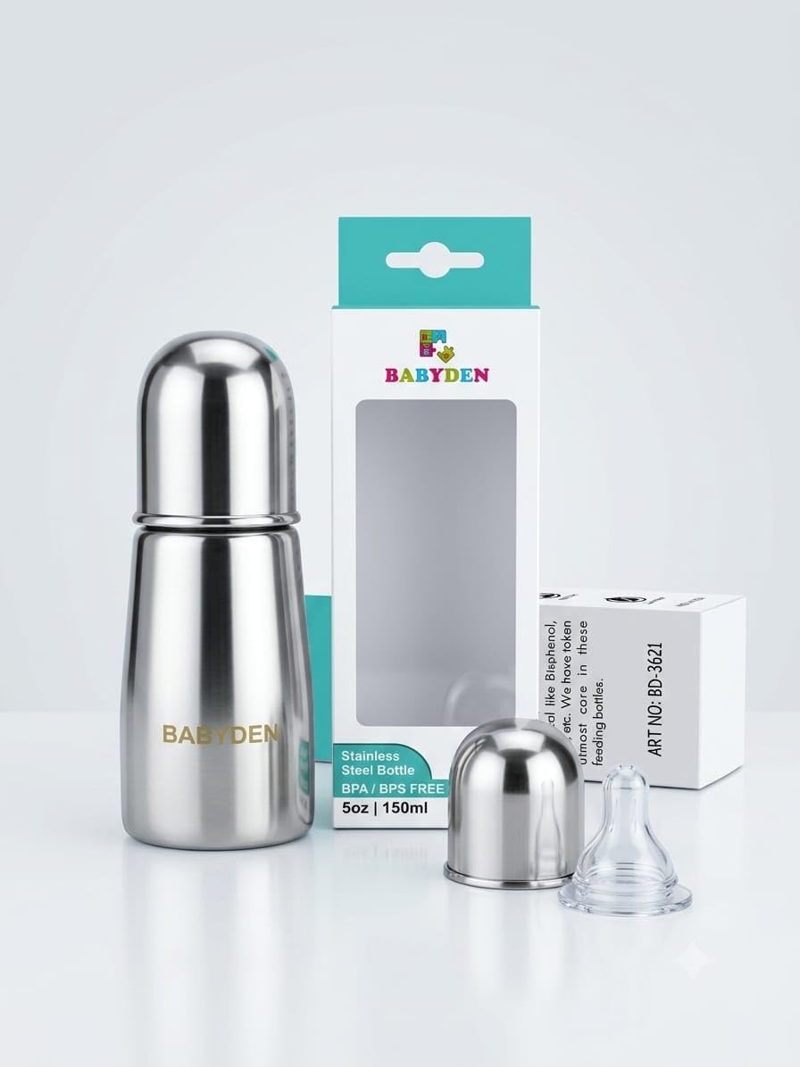 Baby Feeding Bottle Stainless Steel 150 ml | Milk Bottle with Advanced Anti-Colic Valve, BPA-Free, Soft Silicone Teat & Wide Neck (6month to 2 Years) Baby-image-24