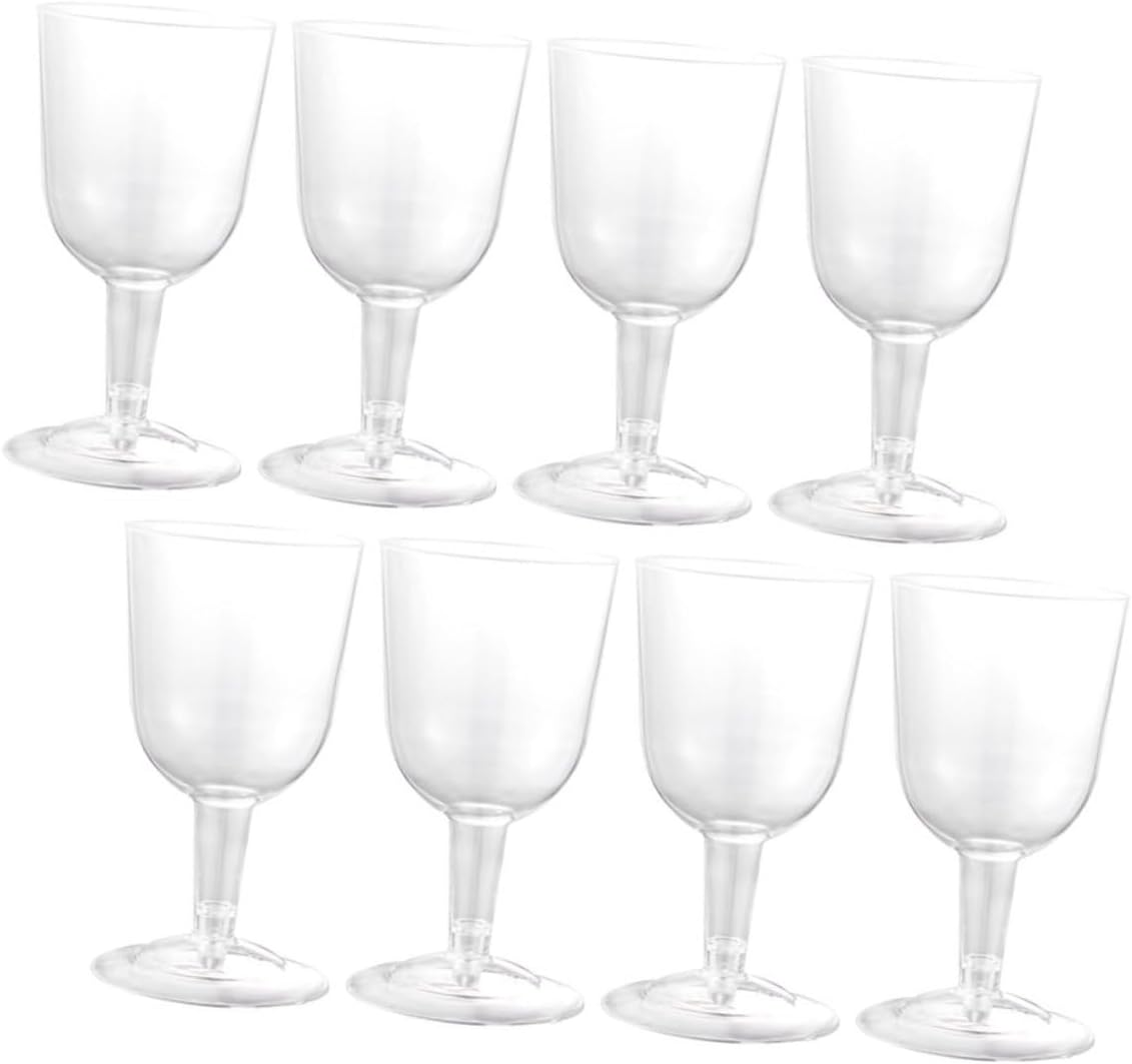 SECFOU 8pcs Plastic Wine Glasses Disposable Drinking Cups for Parties Bar Banquet Hotel