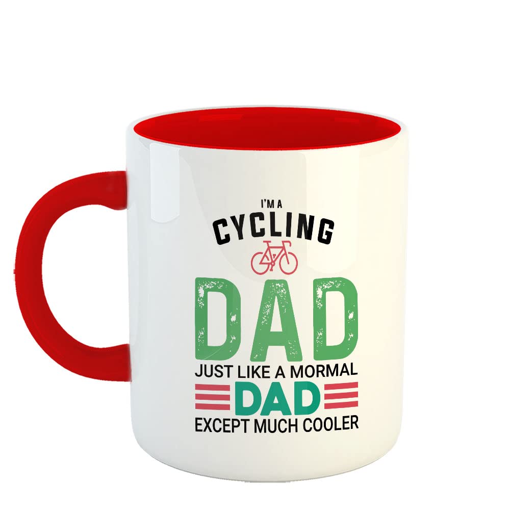 Happu - Printed Ceramic Coffee Mug, Cycling Designs, I'm a Cycling Dad, Gifts for Cyclist, Gifts for Mens/Womens, Cycle to Work Community, Sports Lover, 325 ML(11Oz), 4619-RD