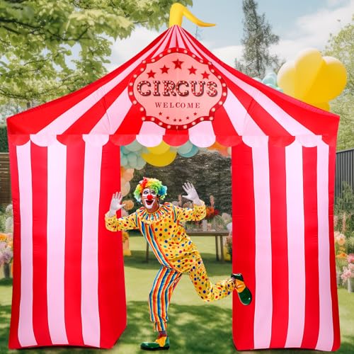 Preboun 3 m Halloween Circo Gonfiabili Arco Blow up Circo Tenda Costruito in Luci LED per Halloween Carnevale Festa Cortile Giardino Decorazione Esterna