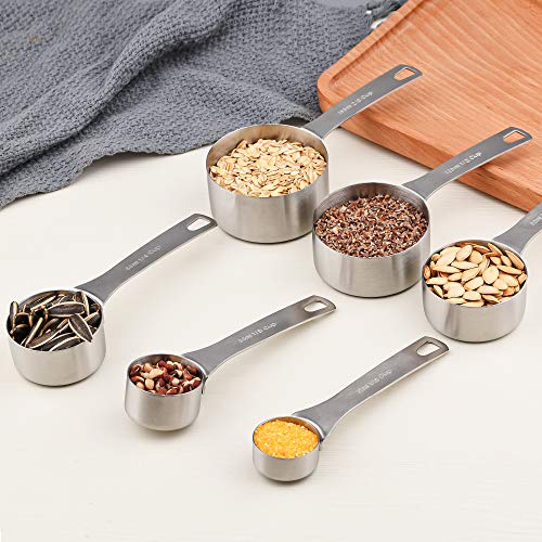 Juego de 8 tazas medidoras de acero inoxidable miniatura 4