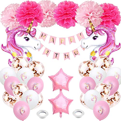 YISKY Licorne Ballon de Fête d'anniversaire, Ballons Décoration Fête Licorne, Ballon Anniversaire Licorne, Ballon de Licorne 3D, Kit Anniversaire Licorne Ballon, pour Filles Licorne Fournitures Fête Cover