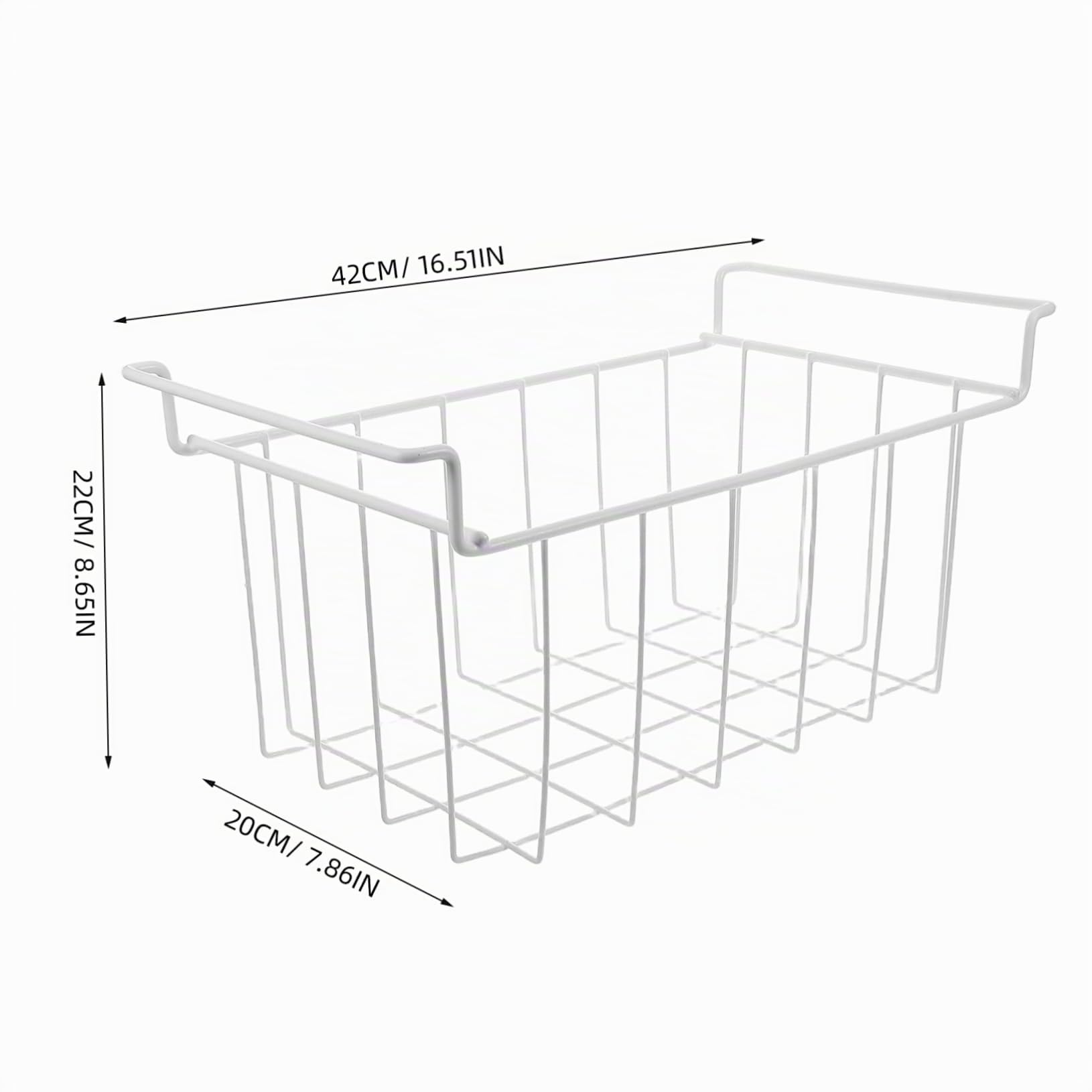 Cabilock Cesta Colgante Hierro Blanco de Alambre para Congelador Horizontal | Acceso Rápido y Limpieza Sencilla, Ajuste, Optimiza el Espacio en Cocina
