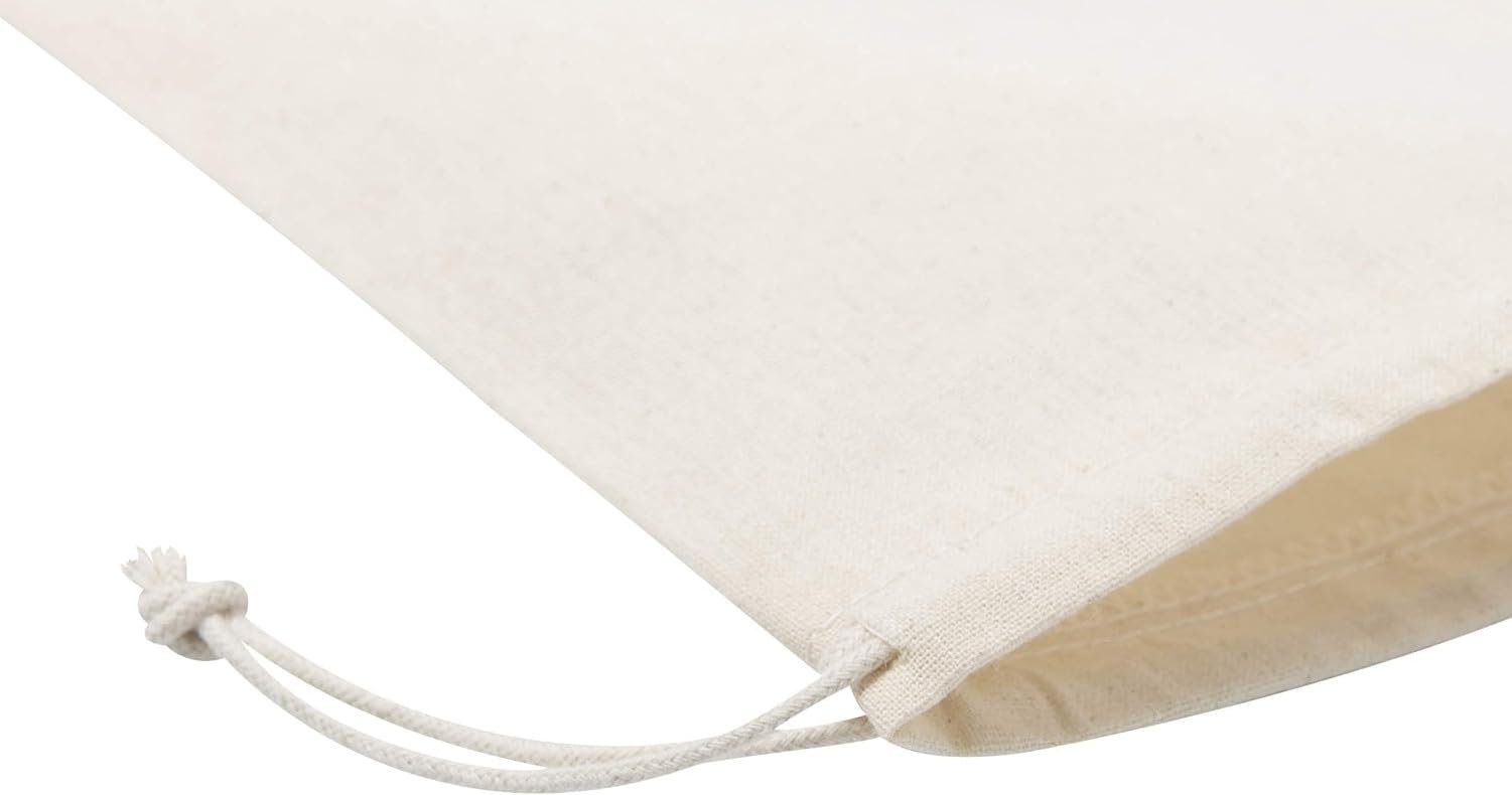Organiczne worki bawełniane ze sznurkiem, zestaw 6 sztuk, beż naturalny 15x20 cm, wielorazowe torby na prezenty, do spiżarni i kuchni, Naturalny beżowy, 7x9 cali