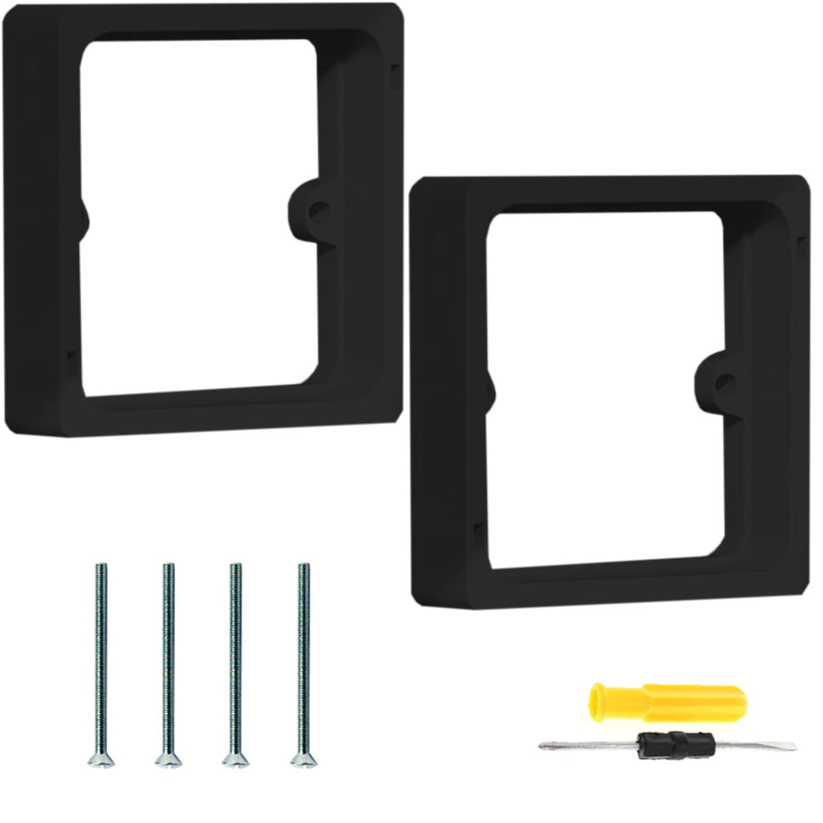 Acmerota 20mm Single Socket Spacer Black 1Gang Square Spacer for Black Back Box Increased Installation, Stackable Square Spacer Frame Back Box Plate Electrical Outlet Box Extender, Pack of 2