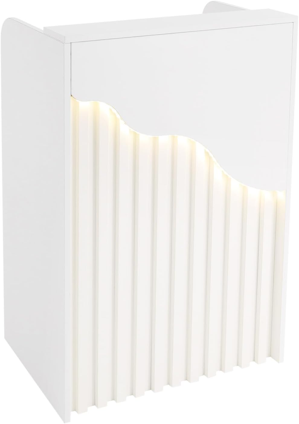 AngelcityCC Small Reception Desk with Counter LED Light, Modern Front Desk with Lockable Drawer, Retail Checkout Counter for Clothing Salon Shop Hotel
