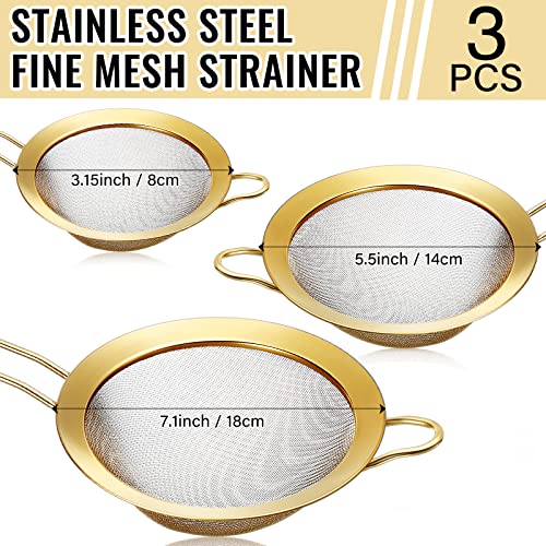 Norme RUX-NORME-71 5 Quart Stainless Steel Gold Colander And 3 Pcs Gold Fine Mesh Strainer thumb #2