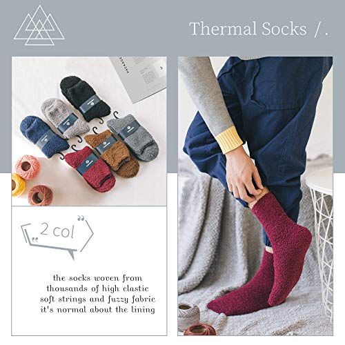 DYW Mens Fuzzy Slipper Socks Super Soft Cozy Fluffy Winter Warm Sleeping Socks2