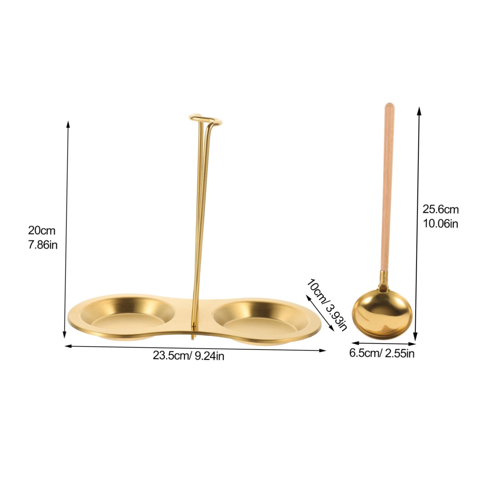 SOLUSTRE Golden Set Soup Spoon Colander Slotted Spoons for Cooking Wooden Handle Set of 1