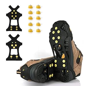 BETLLEMORY Ice Cleats, Ice Grips Traction Cleats Grippers Non-Slip Over Shoe/Boot Rubber Spikes Crampons with 10 Steel…