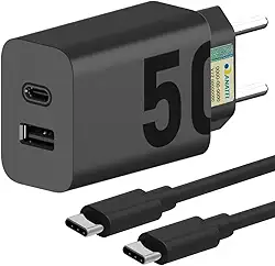Carregador Super Turbo 50W Ultra Rápido Tipo C e USB Com Carregamento Rápido + Cabo Tipo C Compatível Com Todos Aparelhos type C