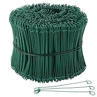 DAJAVE 1000 Stück Rödeldraht Grün 1,4 x 140 mm Rödeldraht mit Ösen, Rostfreier & Langlebiger Betonbindedraht, Blumendraht Grün Floristendraht 1,4mm Betonbindedraht Ösendraht Drill Draht
