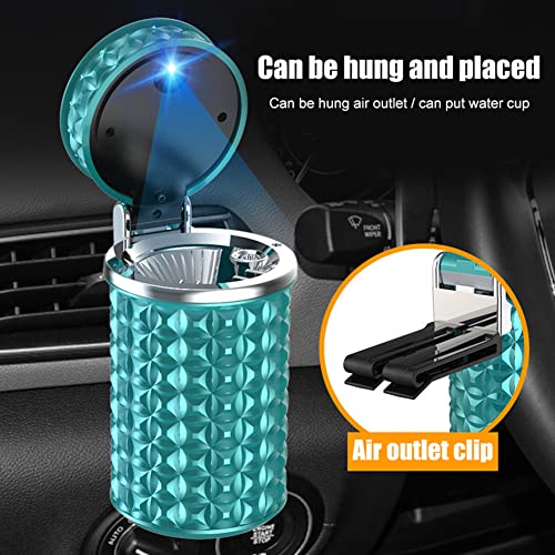 Car Ashtray Portable Trash Can Ashtray For Women Mini Car Holder Accessories Universal With Blue Led Light Indicator Windproof White With Lid Smell Proof Crystal Diamond Organizer,Rose Gold #TOP6