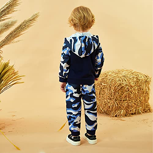 Image of HINTINA Baby Boys Dinosaur Long Sleeve Hoodie Tops Sweatsuit Pants Winter Outfit Set