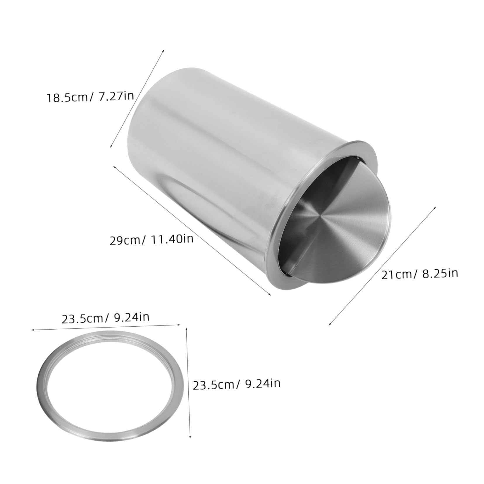 STOBAZA Cubo de Basura de Acero Inoxidable Empotrado para Encimera con Tapa Abatible, Diseño Redondo Moderno y Silencioso Adecuado para Baño y Cocina
