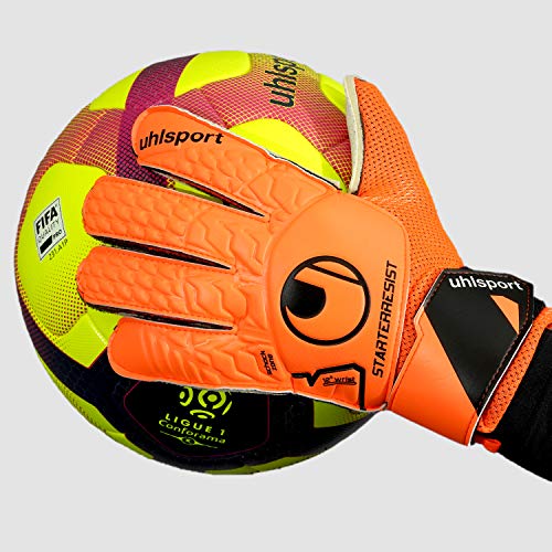 LUVA de GOLEIRO uhlsport STARTER RESIST SOCIETY, Laranja/Preto/Branco, 8