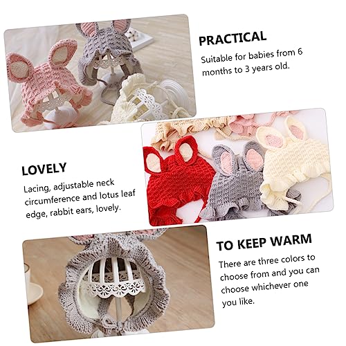 Warm Knitted Baby Hat Rabbit Ears Soft Yarn Winter Cap for Newborns to Toddlers (6 Months to 3 Years) Cozy Ear Protection Stylish Design for Cold Weather Grey4